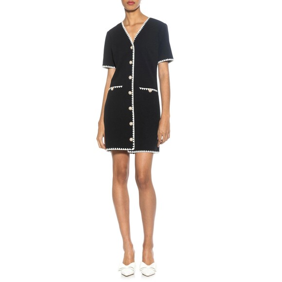 Alexia Admor Dresses & Skirts - Alexia Admor Dress Womens 6 Black Jacket Sheath Pearl Rhinestone Button Trim